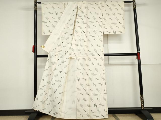 平和屋着物▽本場琉球絣　単衣　琉球絣文様　大城誠光作　証紙付き　正絹　逸品　AABI8085cs