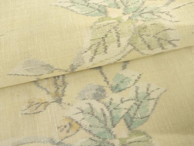 平和屋着物＊夏物　紗紬　枝葉文　正絹　逸品　AABI8086cs