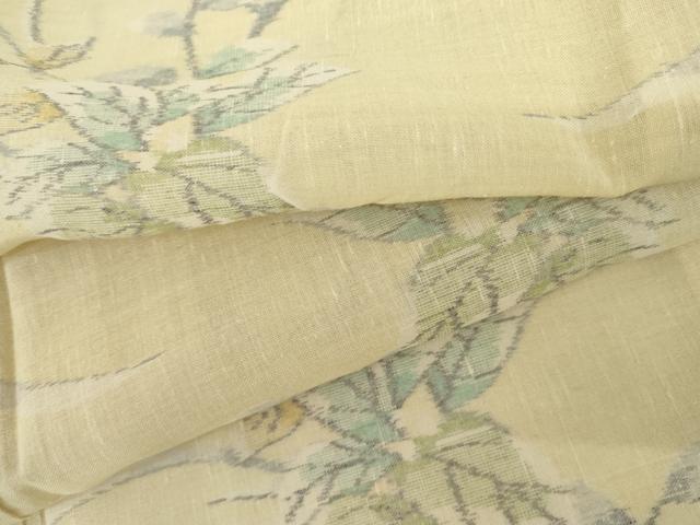 平和屋着物＊夏物　紗紬　枝葉文　正絹　逸品　AABI8086cs