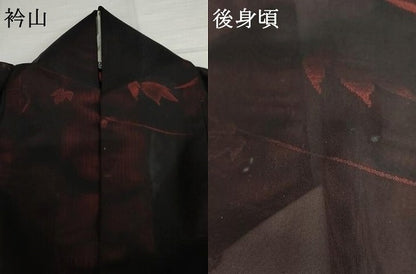 平和屋着物＊夏物　小紋　紗　流水舞葉文　正絹　逸品　AABI8089cs