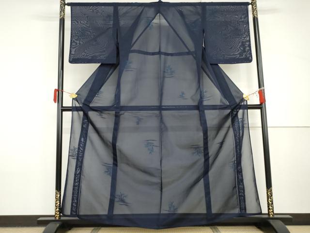 平和屋着物＊夏物　小紋　紗　笹竹文　正絹　逸品　未使用　AABI8090cs