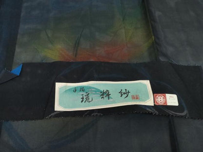 平和屋着物＊夏物　西陣　小紋　手描き　琉粋紗　反端付き　正絹　逸品　未使用　AABI8098cs