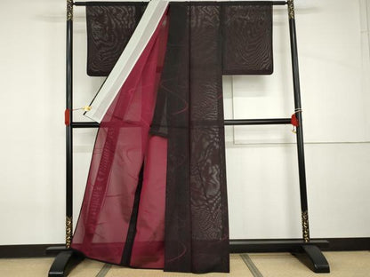 平和屋着物＊夏物　小紋　紗　流水文　正絹　逸品　AABI8100cs