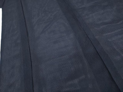 平和屋着物＊夏物　色無地　縦絽　紺色　正絹　逸品　AABI8101cs