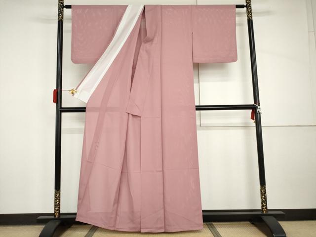 平和屋着物＊夏物　色無地　絽　紅梅色　洗える着物　AABI8102cs