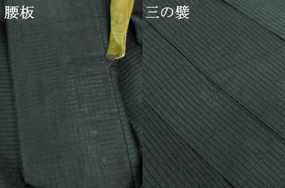 平和屋着物＊夏物　男性　行灯袴　縞　黒地　正絹　逸品　AABI8106cs