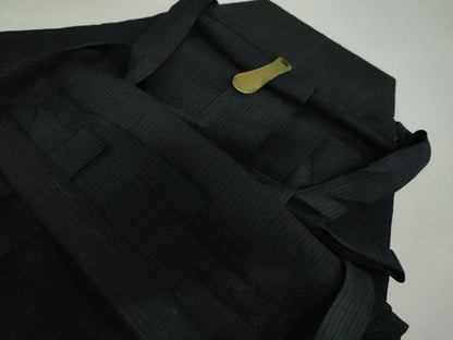 平和屋着物＊夏物　男性　行灯袴　縞　黒地　正絹　逸品　AABI8106cs