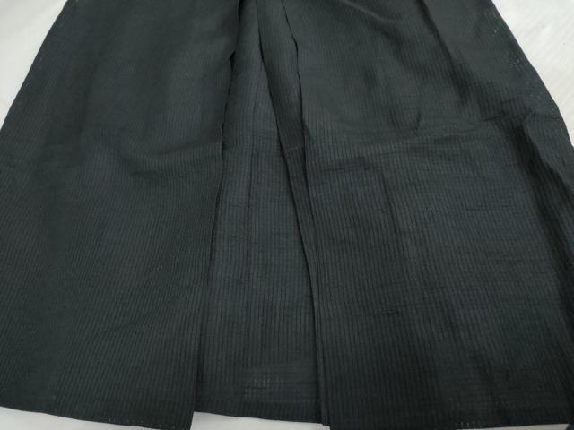 平和屋着物＊夏物　男性　行灯袴　縞　黒地　正絹　逸品　AABI8106cs