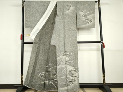 平和屋着物＊夏物　訪問着　絽　駒刺繍　露芝　たたき染め　銀彩　正絹　逸品　AABI8108cs