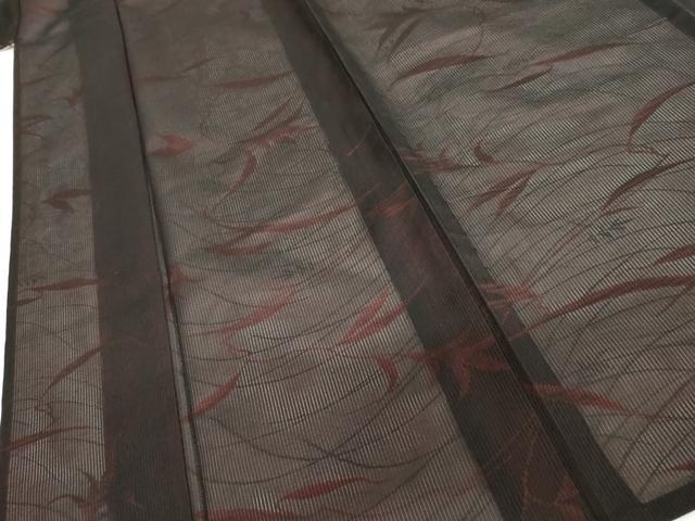 平和屋着物＊夏物　小紋　縦絽　枝葉文　正絹　逸品　AABI8116cs