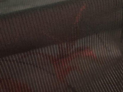 平和屋着物＊夏物　小紋　縦絽　枝葉文　正絹　逸品　AABI8116cs