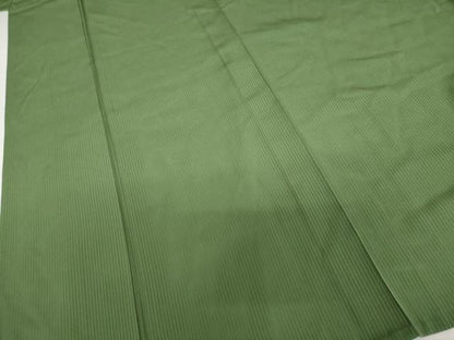 平和屋着物＊夏物　色無地　縦絽　松葉色　正絹　逸品　AABI8117cs