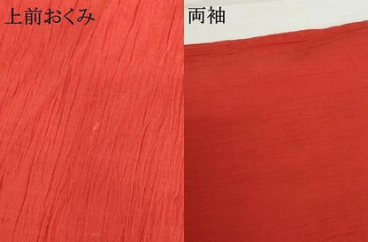 平和屋着物＊夏物　撫松庵　小紋・浴衣兼用　綿　刺繍　金魚　色無地　深緋色　洗える着物　AABI8118cs