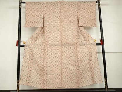 平和屋着物＊夏物　本場小千谷ちぢみ　幾何学文様　麻　逸品　AABI8123cs
