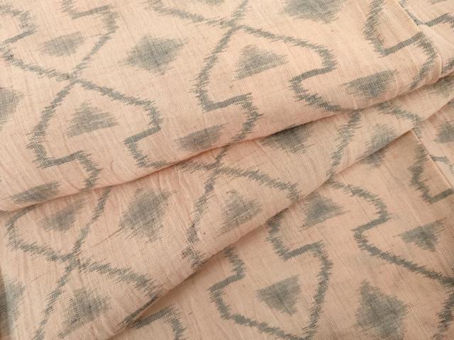 平和屋着物＊夏物　本場小千谷ちぢみ　幾何学文様　麻　逸品　AABI8123cs