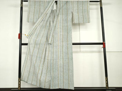 平和屋着物＊夏物　小紋　絞り　縞　綿　逸品　AABI8124cs