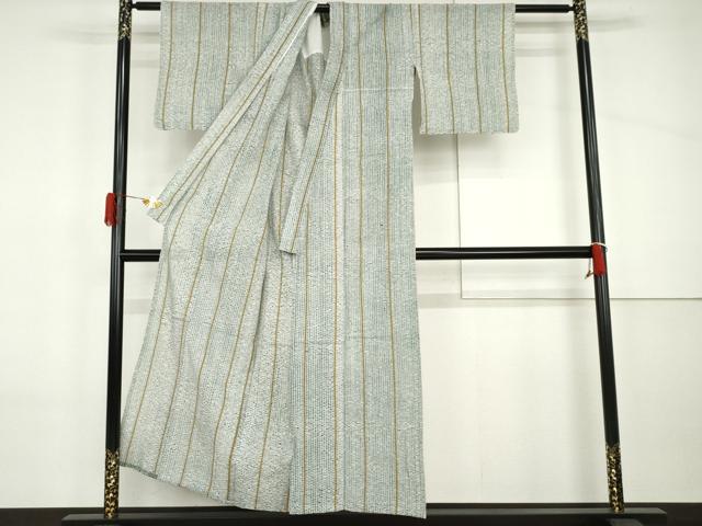 平和屋着物＊夏物　小紋　絞り　縞　綿　逸品　AABI8124cs