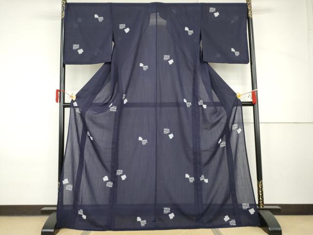 平和屋着物＊夏物　小紋　鹿の子花唐草文　ロング丈　洗える着物　AABI8127cs