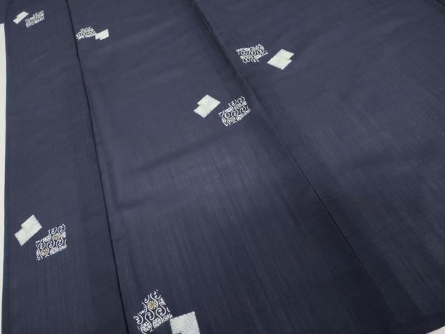 平和屋着物＊夏物　小紋　鹿の子花唐草文　ロング丈　洗える着物　AABI8127cs