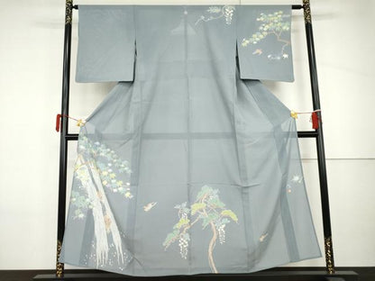 平和屋着物＊夏物　訪問着　絽　友禅　作家物　隆男　飛鳥松文　正絹　逸品　AABI8128cs