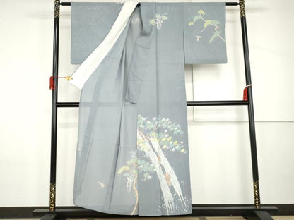 平和屋着物＊夏物　訪問着　絽　友禅　作家物　隆男　飛鳥松文　正絹　逸品　AABI8128cs