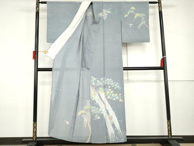 平和屋着物＊夏物　訪問着　絽　友禅　作家物　隆男　飛鳥松文　正絹　逸品　AABI8128cs