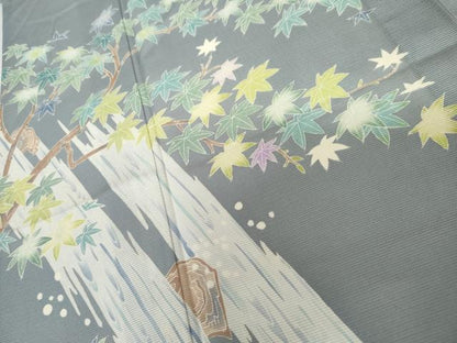 平和屋着物＊夏物　訪問着　絽　友禅　作家物　隆男　飛鳥松文　正絹　逸品　AABI8128cs