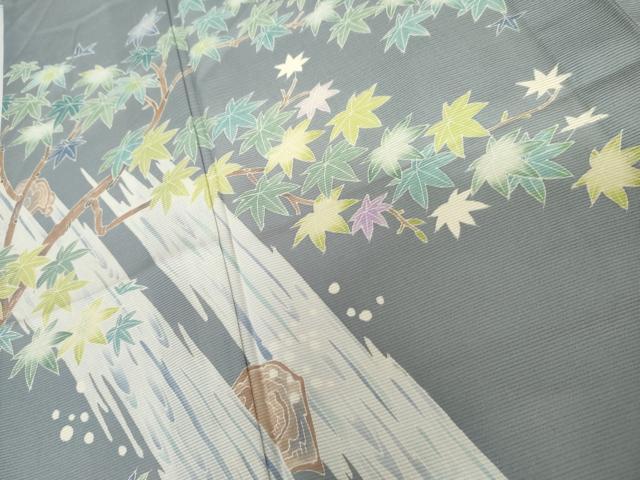 平和屋着物＊夏物　訪問着　絽　友禅　作家物　隆男　飛鳥松文　正絹　逸品　AABI8128cs