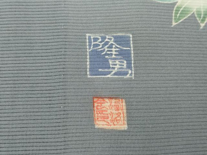 平和屋着物＊夏物　訪問着　絽　友禅　作家物　隆男　飛鳥松文　正絹　逸品　AABI8128cs