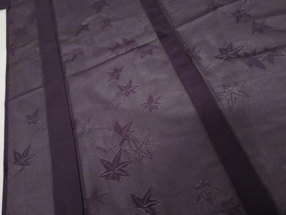 平和屋着物＊夏物　色無地　絽　地紙楓紋紗　桑の実色　正絹　逸品　AABI8130cs