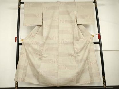 平和屋着物＊夏物　本場大島紬　夏大島　白大島　9マルキ　横段文　正絹　逸品　AABI8134cs