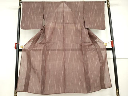 平和屋着物＊夏物　紗紬　ちぢみ織　変わり縞　正絹　逸品　AABI8135cs
