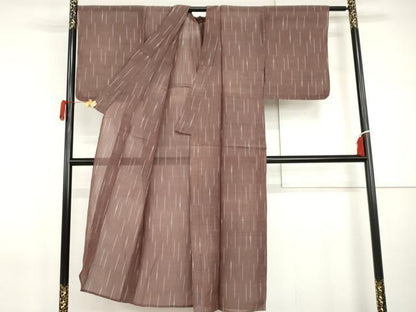 平和屋着物＊夏物　紗紬　ちぢみ織　変わり縞　正絹　逸品　AABI8135cs