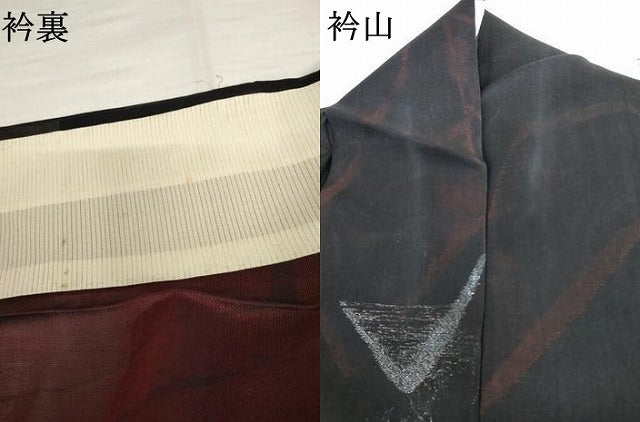 平和屋着物＊夏物　小紋　紗　枝葉文　銀糸　正絹　逸品　AABI8138cs