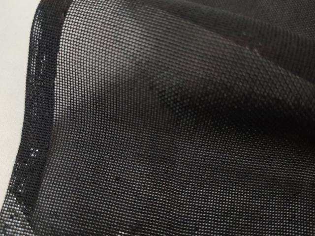 平和屋着物＊夏物　小紋　紗　枝葉文　銀糸　正絹　逸品　AABI8138cs