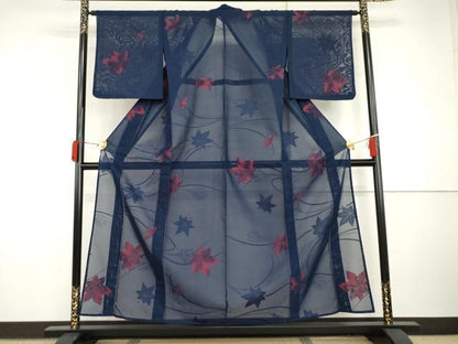 平和屋着物＊夏物　小紋　紗　竜田川　正絹　逸品　未使用　AABI8141cs