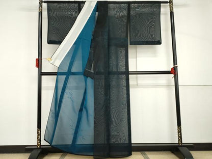 平和屋着物＊夏物　小紋　風通紗　笹文　正絹　逸品　AABI8143cs