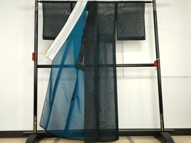 平和屋着物＊夏物　小紋　風通紗　笹文　正絹　逸品　AABI8143cs