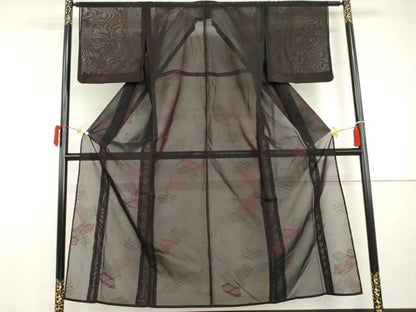 平和屋着物＊夏物　小紋　風通紗　吉祥文　正絹　逸品　AABI8146cs