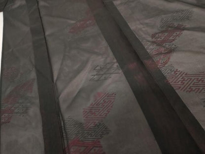 平和屋着物＊夏物　小紋　風通紗　吉祥文　正絹　逸品　AABI8146cs