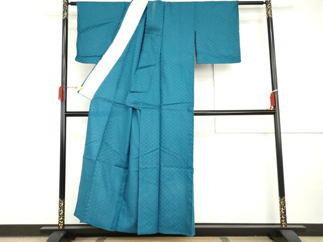 平和屋着物＊夏物　色無地　葉尽くし　縹色　綿　逸品　AABI8150cs