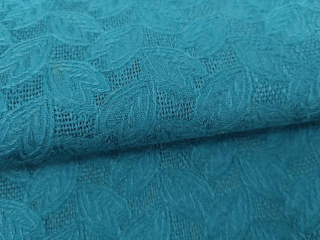 平和屋着物＊夏物　色無地　葉尽くし　縹色　綿　逸品　AABI8150cs