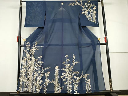 平和屋着物＊夏物　訪問着　絽　駒刺繍　枝花文　金彩　ますいわ屋扱い　正絹　逸品　AABI8151cs
