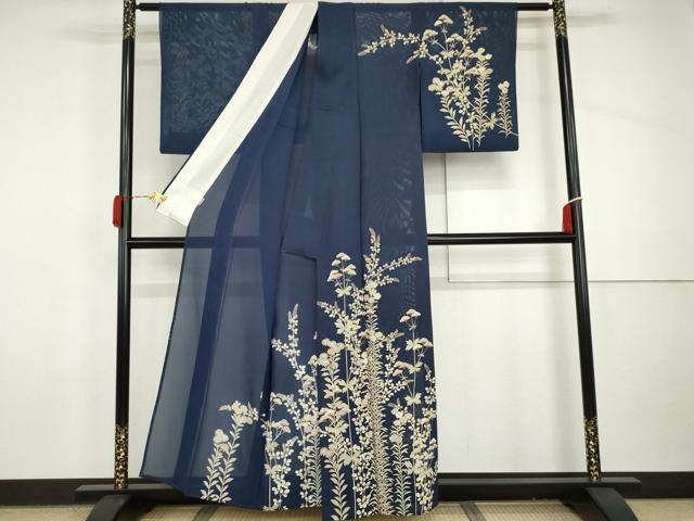 平和屋着物＊夏物　訪問着　絽　駒刺繍　枝花文　金彩　ますいわ屋扱い　正絹　逸品　AABI8151cs