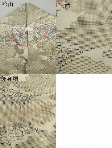 平和屋着物●本場大島紬　白大島　カタス9マルキ　雲重ね草花文　正絹　逸品　AABI8152cs