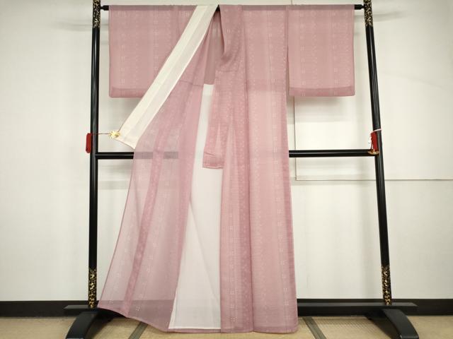 平和屋着物＊夏物　小紋　紗　花間道　洗える着物　AABI8155cs