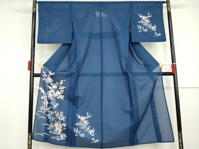 平和屋着物＊夏物　訪問着　絽　流水花鼓文　洗える着物　AABI8156cs