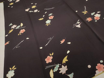 平和屋着物●上質な小紋　吹き寄せ文　正絹　逸品　AABI8162ck