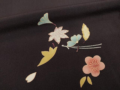 平和屋着物●上質な小紋　吹き寄せ文　正絹　逸品　AABI8162ck