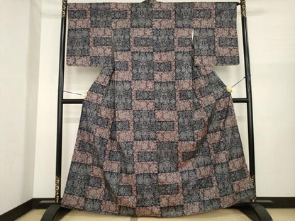 平和屋着物●本場大島紬　一元7マルキ　飾花文　正絹　逸品　AABI8166ck